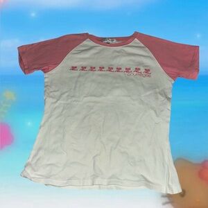 Y2k pink and white top sz OS